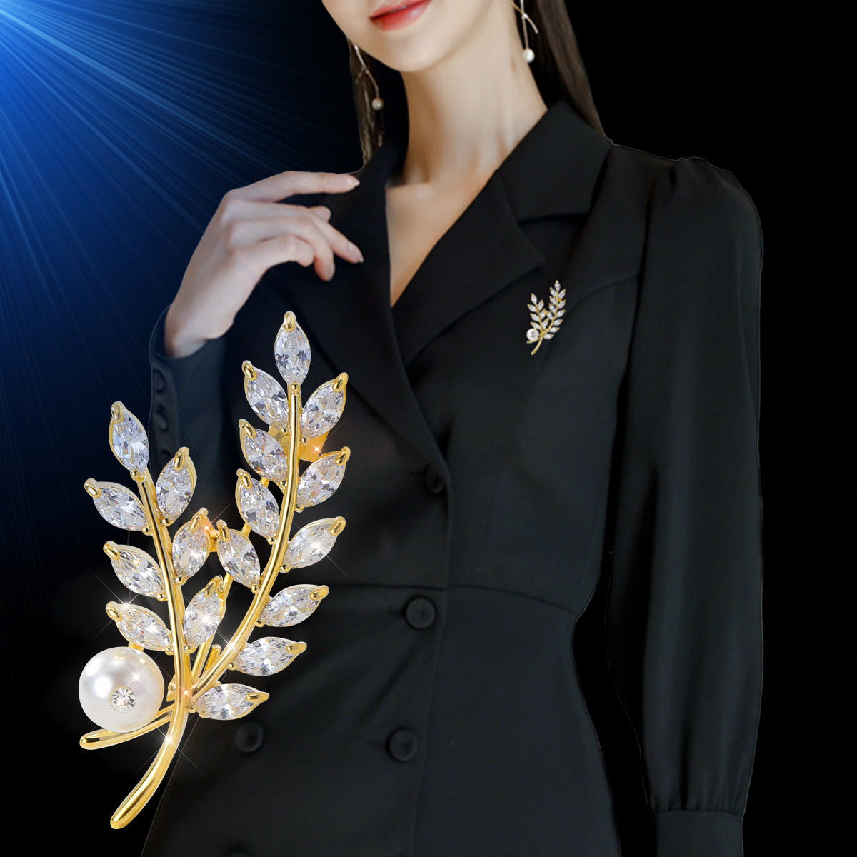 Broszka liść z perłą – symbol elegancji