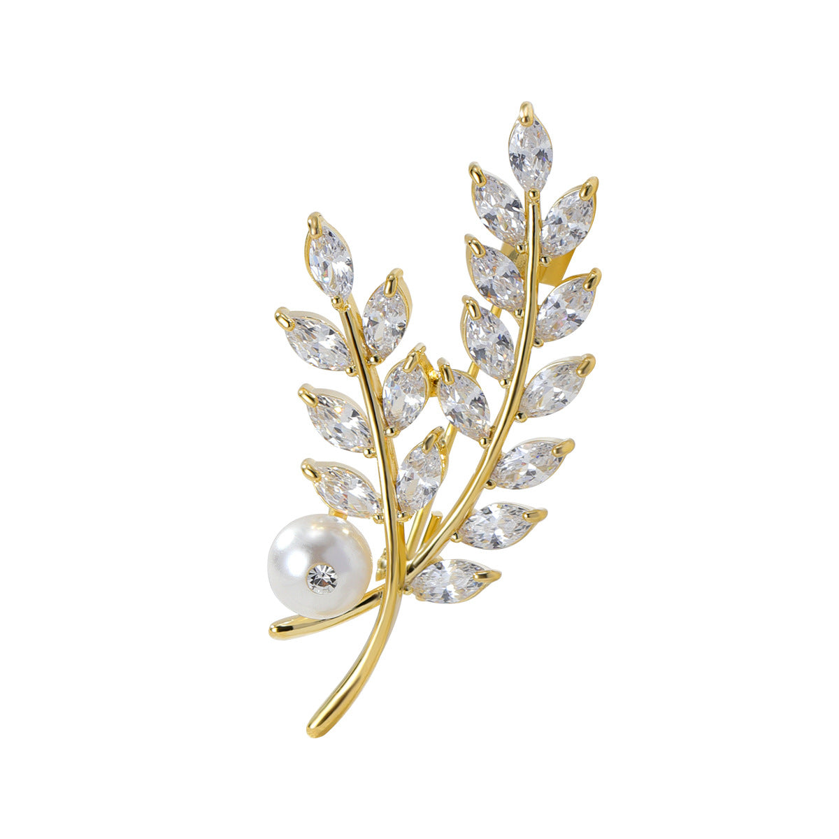 Broszka liść z perłą – symbol elegancji